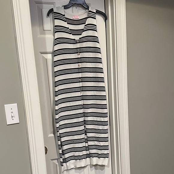 Pink Lily small Black and White Striped Maxi Dress.  Like new - Picture 1 of 3